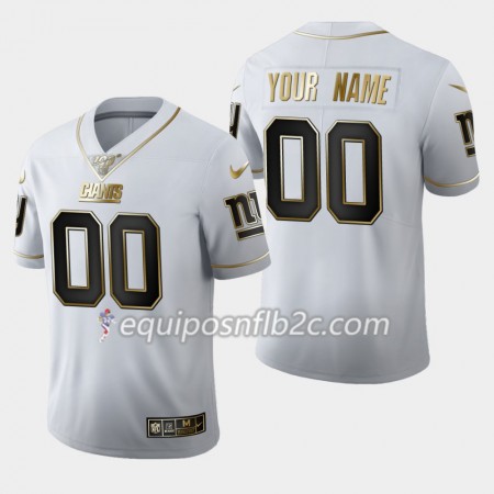 Camiseta Hombre NFL New York Giants Personalizar Nike Blanco Golden Edition 100th
